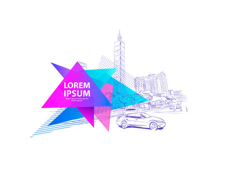 recommend clip art: Taipei. Taiwan. Abstract graphic triangle shape. Template banners, postcards, posters. Colorful geometric polygonal figure isolated. Trendy modern design backgrounds.