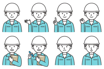 人 作業着 ヘルメット 帽子 AI 素材 イラスト ベクター