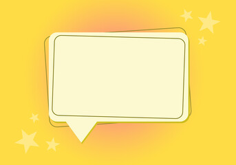 Dialog cloud on yellow. Abstract conversation cloud. Conversation cloud with place for text. Asterisks next to dialogue bubble. Copy space on talking bubble. Blank for advertising offer. 3d image.