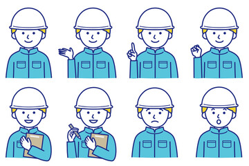 人 作業着 ヘルメット 帽子 AI 素材 イラスト ベクター