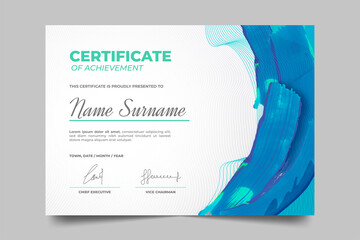 Certificate with The Abstract Lines and Brush Strokes
