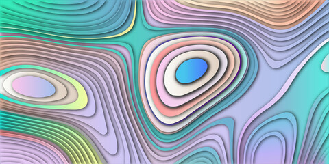 Abstract background with circles .Geometric design with Trending modern abstract paper cut out topography map relief multi color background texture design. 3d papercut background for web in design .