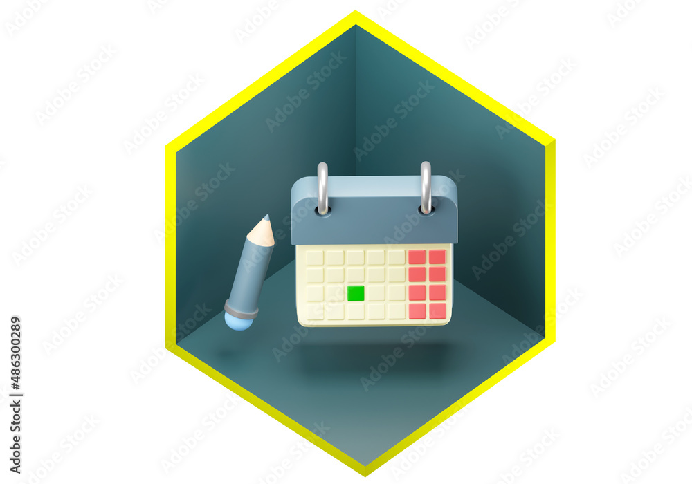 Aufkleber calendar and pencil cartoon. element to apply in appointment form. button for making appointment thr
