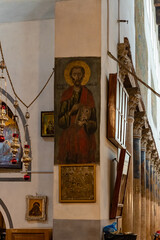 Icons in the side hall of the Church of Nativity in Bethlehem in the Palestinian Authority, Israel