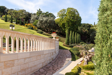 The majestic  beauty of the Bahai Garden, located on Mount Carmel in the city of Haifa, in northern...