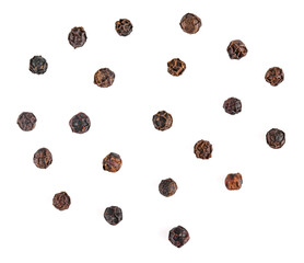 Top view of pepper corn isolated on white background