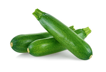 fresh green zucchini with slice isolated on white background.