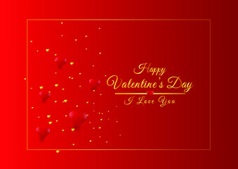 Happy valentines day banner design with a heart shape on a gradient red background Premium Vector