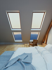 Loft style attic bedroom