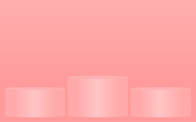 empty stage or base for 3d products or prizes in pink color