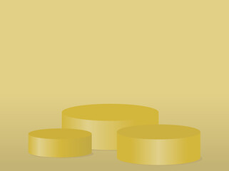 empty stage or base for 3d products or prizes in golden yellow color