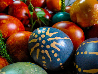 easter eggs in a basket