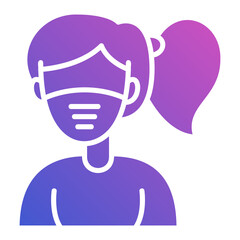 Facemask Woman Female flat gradient icon. Can be used for digital product, presentation, print design and more.