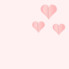 pink paper hearts on white background