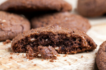 chocolate cookies on a wooden table