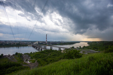 Kuznetsky bridge and the Tom river. Kemerovo, Russia