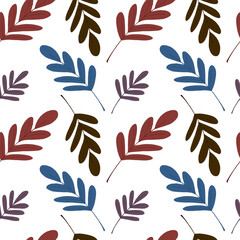 pattern with decorative leaves on a white background