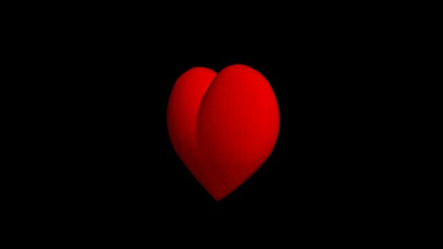 spinning red heart valentine , animation, transparent background