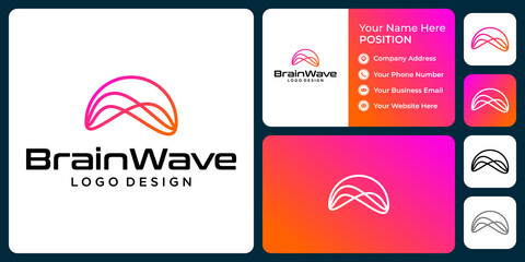 Abstract brain logo design with business card template.