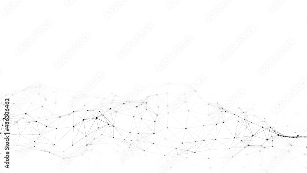 Poster abstract technology wave of particles. big data visualization. background with motion dots. artifici