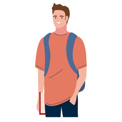 male student with schoolbag