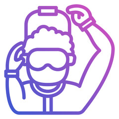 Goggle wearing man line gradient icon. Can be used for digital product, presentation, print design and more.