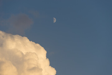 natural background, sky, blue, clouds, moon,