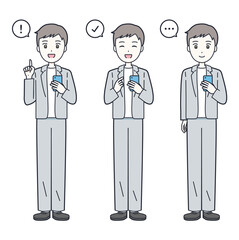スマートフォンを操作する男性のイラスト素材