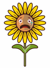 sunflower scared face cartoon cute
