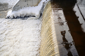 water flowing into the snow