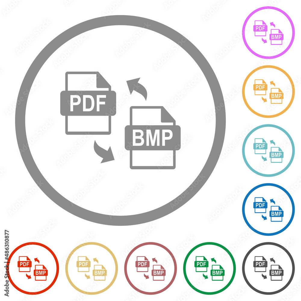 Poster pdf bmp file conversion flat icons with outlines