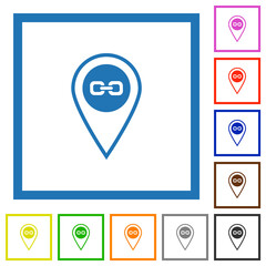 Link GPS location flat framed icons