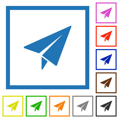 Paper plane solid flat framed icons