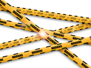 Barrier warning tape on transparent background. Vector illustration.