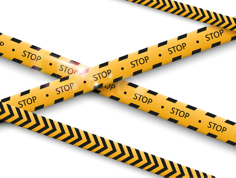 Barrier warning tape on transparent background. Vector illustration.