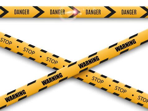 Barrier warning tape on transparent background. Vector illustration.
