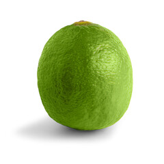 Fresh green lime isolated on a white background with natural shadows