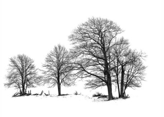 Fototapeta na wymiar Trees in snow covered field