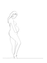 Pregnant Continuous Line Drawing. Single Line Drawing 