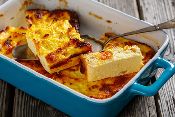 dried apricot Cottage Cheese casserole, top view