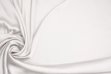 Texture of delicate white silk as background, top view