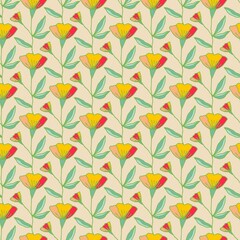 Colorful seamless floral pattern. Spring bright background with flowers. Floral design for fabric, wallpaper or wrapping paper.