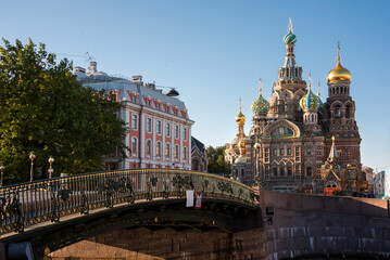 Fototapeta na wymiar St. Petersburg, Russia. City view with famous landmark church Saviour on the Spilled Blood