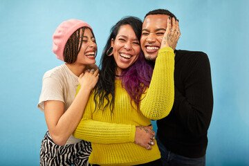 Studio portrait of stylish friends laughing - Powered by Adobe