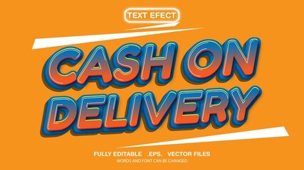 3d editable text effect cash on delivery theme premium vector
