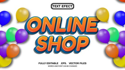 3d editable text effect online shop theme premium vector