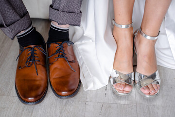 bride and groom feet shoes shoes beautiful leather and shiny