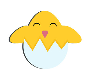 Little yellow chicken in an egg