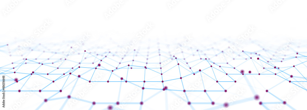 Leinwandbilder Corrupted network or connection. Abstract digital background of points and lines. Glowing plexus. Big data. Abstract technology science background. 3d rendering