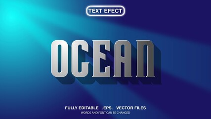 3d editable text effect ocean theme premium vector